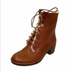 Adorable Lucky Brand Genuine Leather with Faux Shearling LaceUp Boots